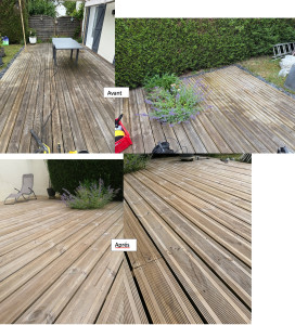 Photo de galerie - Nettoyage d'une terrasse en bois 