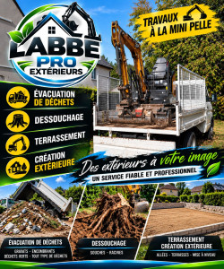 Photo de galerie - Besoin d’aménager, transformer ou préparer vos extérieurs ?
Nous intervenons pour vos travaux de terrassement, dessouchage, évacuation de déchets et création extérieure.