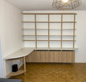 Photo de galerie - Bibliothèque/bureau : Conception, étude, réalisation et montage