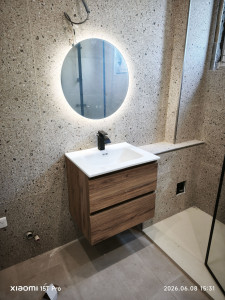 Photo de galerie - Pose meuble vasque avec mirroir 