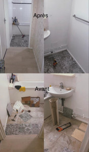 Photo de galerie - Parquet / carrelage peint les murs 