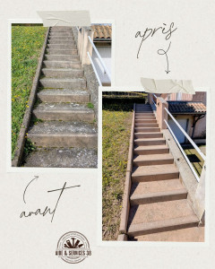 Photo de galerie - Nettoyage/démoussage d'un escalier. 