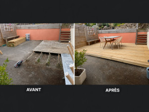 Photo de galerie - Création terrasse bois sur plots 