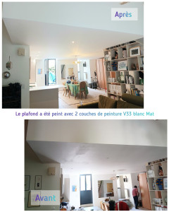 Photo de galerie - Le plafond a été peint avec 2 couches de peinture V33 blanc mat 
