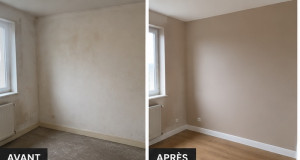 Photo de galerie - Rénovation et remise en peinture complète d’une pièce : préparation des murs, mise en peinture et finitions pour un résultat propre et soigné.