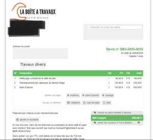 Photo de galerie - Création de devis ou de facture avec suivi