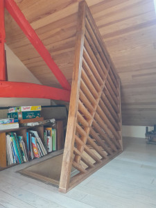 Photo de galerie - Claustra en chêne autour d'une trémie