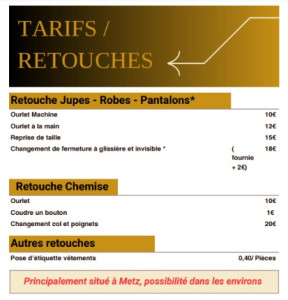 Photo de galerie - Tarifs retouches 