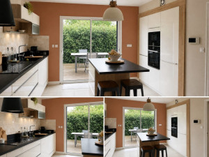 Photo de galerie - Pose de cuisine / peinture et credence d'une maison sur Bohars