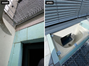 Photo de galerie - Avant / Après – Mortier et crépis de finition sur regard de fenêtre enterré  ✨ Finition propre et moderne ? Travail soigné ? Rendu discret et esthétique