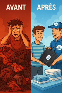 Photo de galerie - Un sac, un clic sur ton telephone, linge impeccable plié et repassé livré directement chez toi !