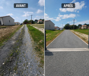 Photo de galerie - Remise en état/création d’un chemin d’accès avec finition en gravier diorite 6-10mm, installation bordures P1 
