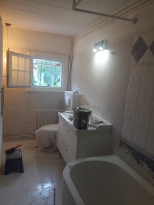 Photo de galerie - Salle de bain que j'ai refaite, photo pendant travaux
