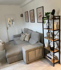 Photo de galerie - Monter un canapé et une bibliothèque, accrocher des tableaux au mur et ajouter des décorations à la porte et au mur.