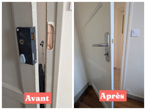 Photo de galerie - Remplacement d'une serrure en applique par une serrure encastrée.