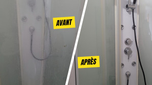 Photo de galerie - ☀️ Aujourd'hui intervention d'une salle de bain bien encrassé. 

Le calcaire avait pris ses aises… on l’a raccompagné ?