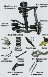 Photo de galerie -  changement des pièces de la suspension triangle amortisseur routine direction rotule de fusil barre stabilaductrice  coupelle amortisseur....... 