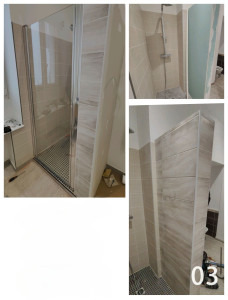 Photo de galerie - Faïence cloison + ajout d'une porte douche 