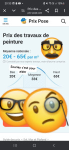 Photo de galerie - Indications tarifaires pour ceux qui sont complètement ignorants des prix au m² en peinture. 3 types de finitions, forcément plusieurs tarifs possible. 