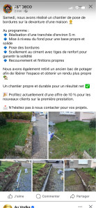 Photo de galerie - Pose de bordure, mise à niveau du fond (tranchées de 5m), pose de bordure avec scellement ciment et tige de renfort ✅