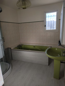 Photo de galerie - Changement de place de la baignoire reconstruction du mur démontage et remontage du parquet