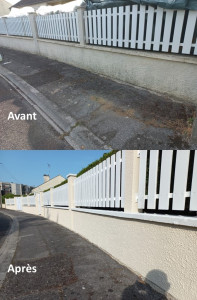 Photo de galerie - Avant/après: nettoyage, puis peinture spéciale façade (2 couches).