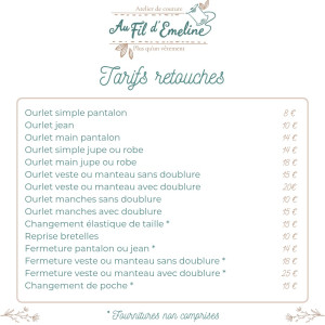 Photo de galerie - Tarifs retouches