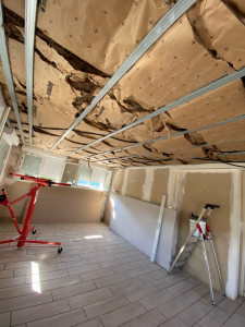 Photo de galerie - Démolition de l’ancien plafond pour refaire un plafond de niveau. 