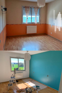 Photo de galerie - Rénovation de peinture d'une chambre Avant/Après