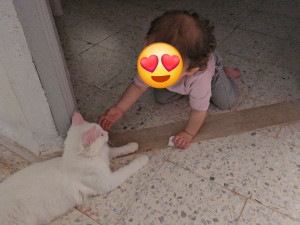 Photo de galerie - Ma fille avec le chat de son papi