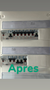 Photo de galerie - Tableau dans une salle de bain remonter à l’etage et remis en conformité