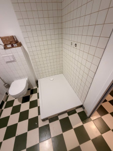 Photo de galerie - Douche carrelée 10x10, joints et pose de plinthes 