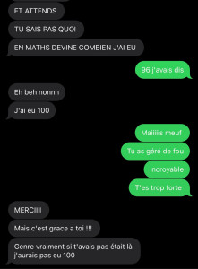 Photo de galerie - Une élève qui a eu 100/100 au brevet de maths après l’avoir accompagné de la 5e à la 3e
