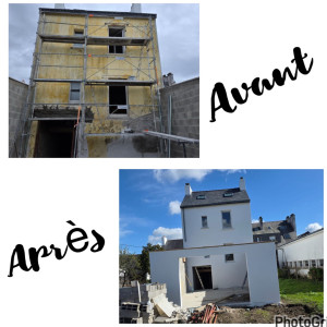 Photo de galerie - Avant et après la réalisation d’un enduit