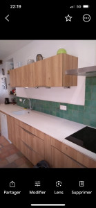 Photo de galerie - Pose de la cuisine, électroménager et pose de faïence.