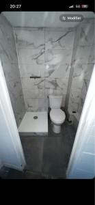 Photo de galerie - Carrelage sol et murs, pose bac à douche, pose WC