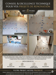 Photo de galerie - L’Excellence Technique au Service de Vos Projets de Rénovation ! ?✨
Découvrez notre savoir-faire à travers ce résumé en images d'un chantier d'exception : la pose de grès cérame grand format.