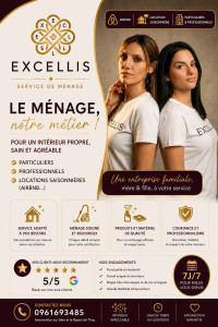 Photo de galerie -  Le ménage, notre métier ! 

? Particuliers • ? Professionnels • ? Locations saisonnières (Airbnb)

Entreprise familiale mère & fille, nous mettons notre savoir-faire et notre exigence au service de votre intérieur. Ménage soigné.