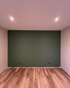 Photo de galerie - Mise en peinture d’un pan de mur kaki