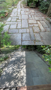 Photo de galerie - Remise en forme d’un dallage en pierre de schiste 