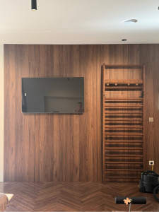 Photo de galerie - Pose télé et support mural + espalier bois 