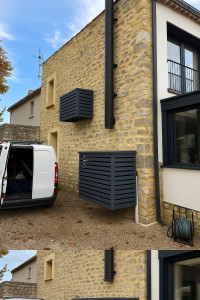 Photo de galerie - Fabrication sur mesure et pose de caissons pour moteur de climatisation. 