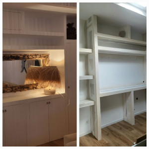 Photo de galerie - Bibliothèque en placo avec des porte sur mesure 