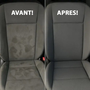 Photo de galerie - Avant / Après nettoyage siège : détachage en profondeur, suppression des salissures et désinfection pour un rendu propre et sain.