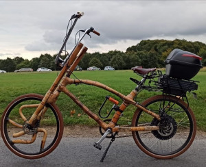 Photo de galerie - Vélo électrique en Bamboo fait à main, pièce unique. 