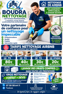 Photo de galerie - Bonjour je mais me tarifs  pour le nettoyage  de Airbnb   avec facture  et aussi le nettoyage  des draps  compris  dans  le nettoyage 