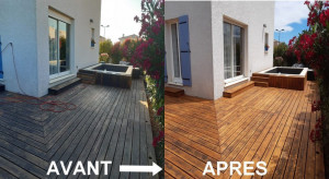 Photo de galerie - Nettoyage de haute pression de la terrasse en bois 